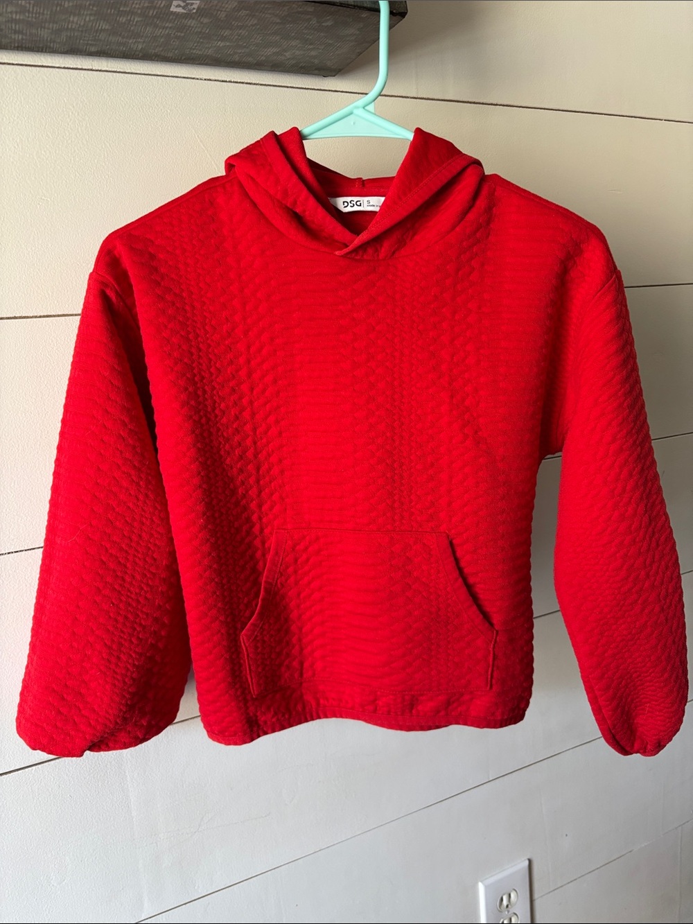 DSG Red Quilted Pullover Hoodie for Kids